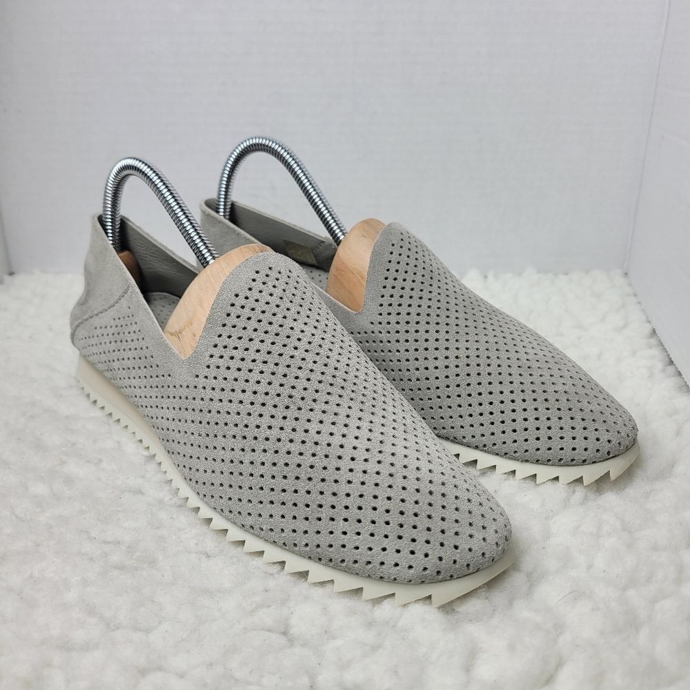 Pedro Garcia Cristiane Women's Loafer Size 9 Gray Perforated Slip On Suede New